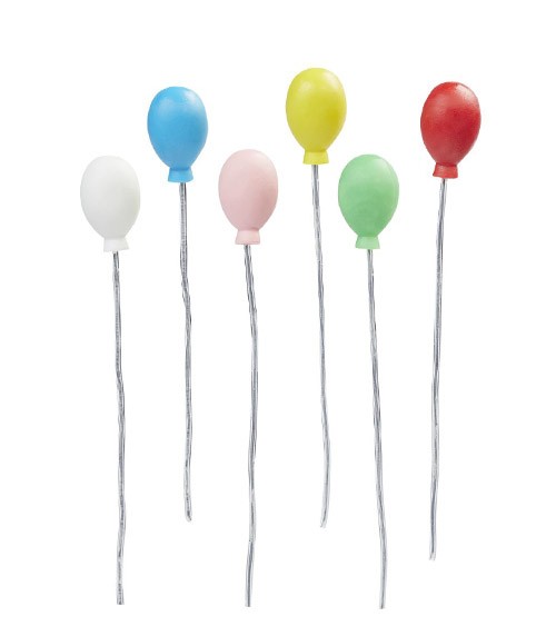 Mini Luftballons mit Stäben - 1,6 x 2,4 cm - 6-teilig