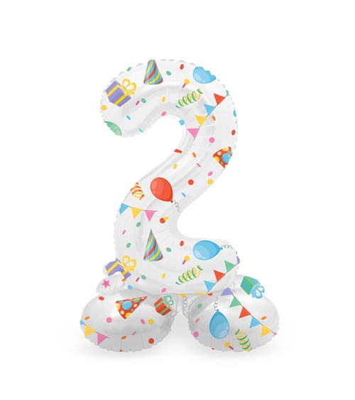 Stehender Folienballon Zahl "2" - Joyful Party - 41 cm