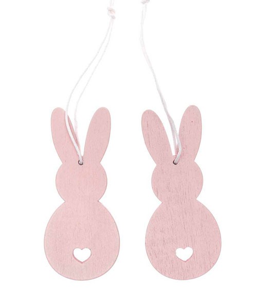 Holzanhänger "Hase" - rosa - 8 cm - 2 Stück