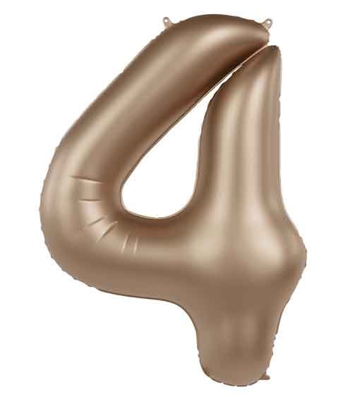 Folienballon Zahl "4" - satin gold - 86 cm