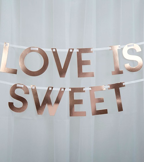 "Love is sweet"-Schriftzuggirlande - rosegold - 1,5 m