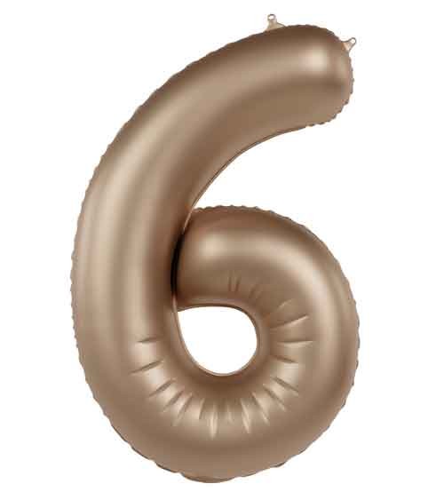 Folienballon Zahl "6" - satin gold - 86 cm