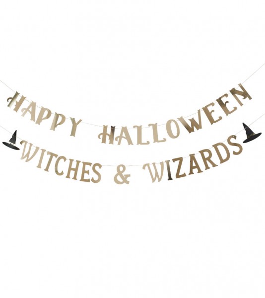 Girlande "Happy Halloween Witches & Wizards" - 2-teilig