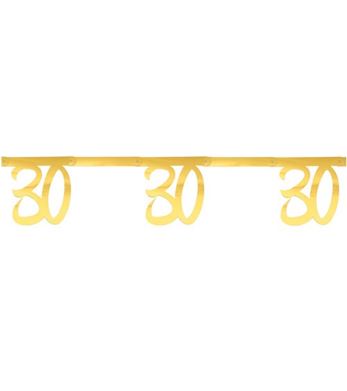 Zahlengirlande aus Papier "30" - metallic gold - 2,5 m
