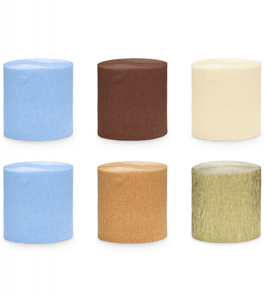 Kreppband-Set - hellblau, braun, gold - 10 m - 6-teilig