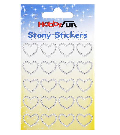 Stony-Sticker "Herzen" - Strasssteine - 20 Stück