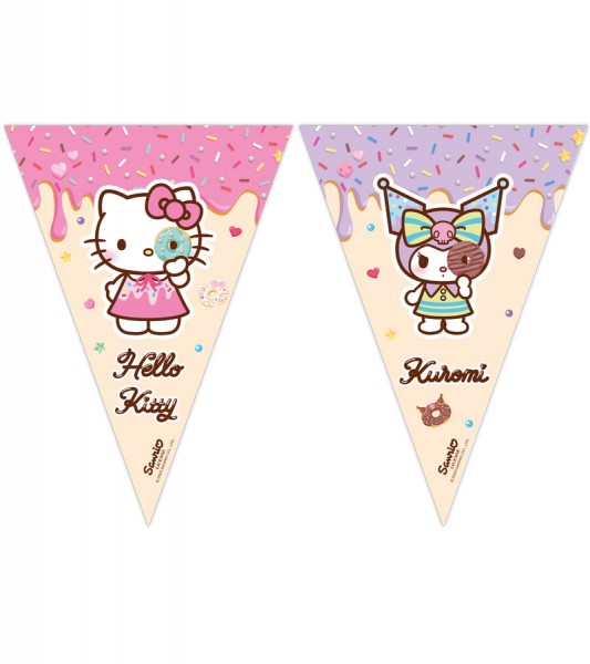 Wimpelgirlande aus Papier "Kuromi und Hello Kitty" - 2,3 m