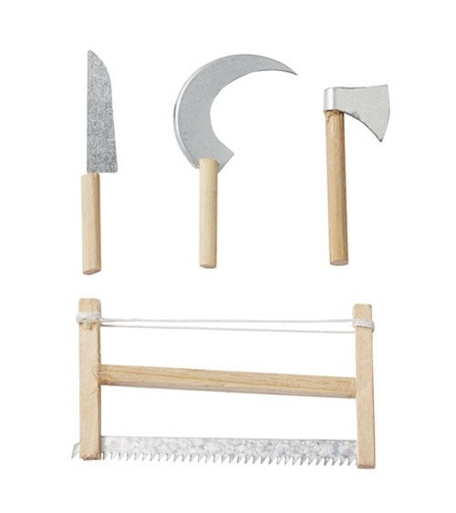 Kleines Werkzeug-Set mit Holzgriffen - 5-8 cm - 4-teilig