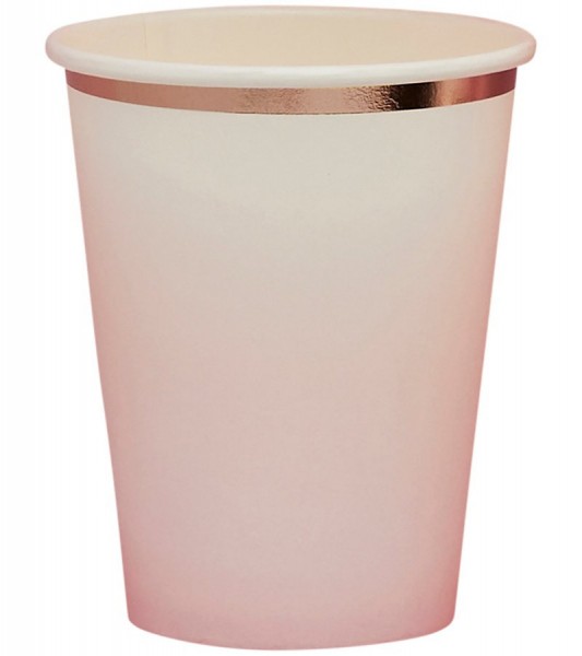 Pappbecher mit rosegoldenem Rand - rosa ombre - 8 Stück