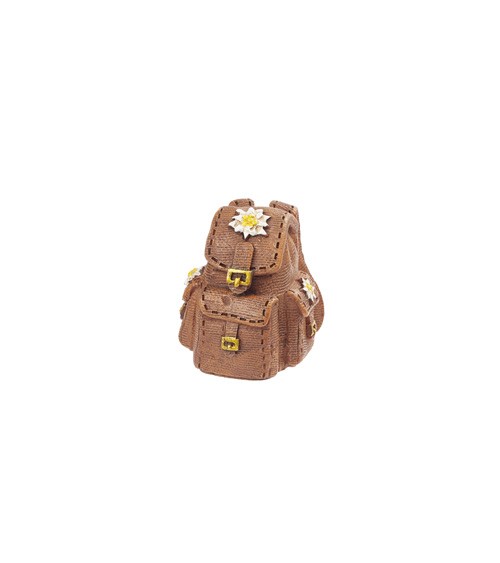 Miniatur Wanderrucksack mit Edelweiss aus Polyresin - 3 cm