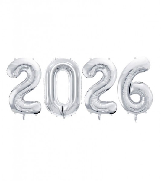 SuperShape-Folienballon-Set "2026" - silber - 86 cm