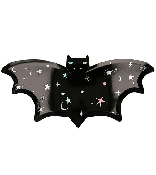 Shape-Pappteller "Sparkle Bat" - 8 Stück