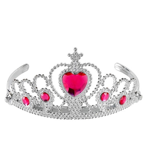 Tiara mit pinken Edelsteinen - silber