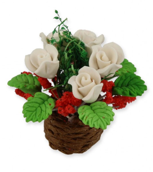 Blumengesteck im Korb - rot - 3 x 2,5 cm