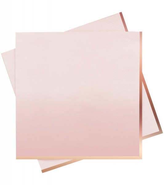 Servietten mit rosegoldenem Rand - rosa ombre - 16 Stück