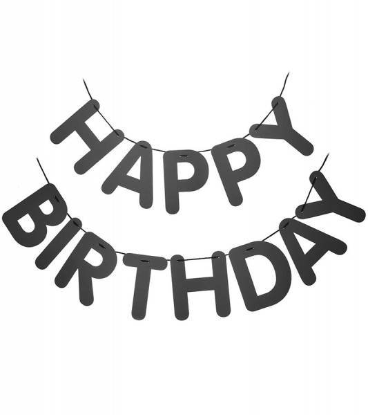 Happy Birthday Girlande aus Papier - schwarz - 5 m