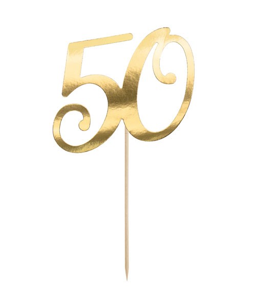 Cake-Topper aus Papier "50" - gold - 21 cm