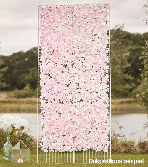 Wanddekoration mit künstlichen Blüten - rosa, weiß - 40 x 60 cm