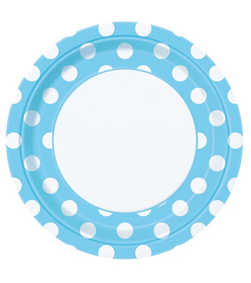 Pappteller "Big Dots" - Powder Blue - 8 Stück