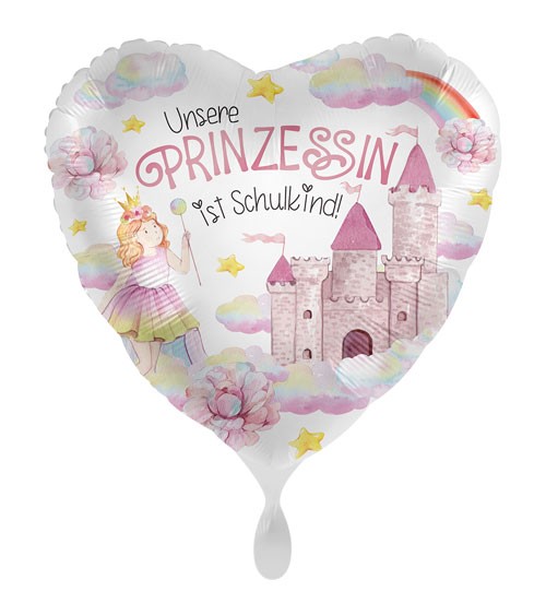 Herz-Folienballon "Prinzessin" - Einschulung - 43 cm