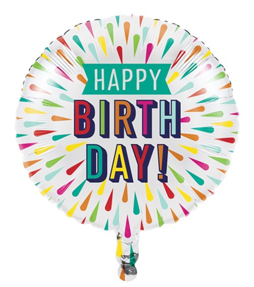 Runder Folienballon "Birthday Colours" - Happy Birthday - 46 cm