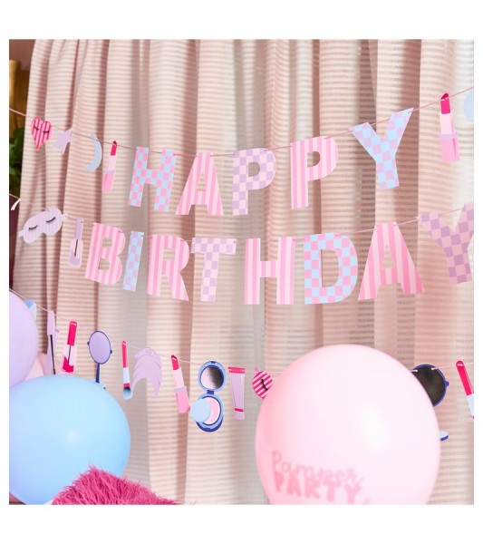 Happy Birthday-Girlande "Pamper Party" - 2 m