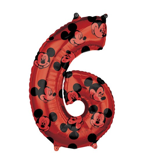 SuperShape-Folienballon "6" - Mickey Mouse - 66 cm