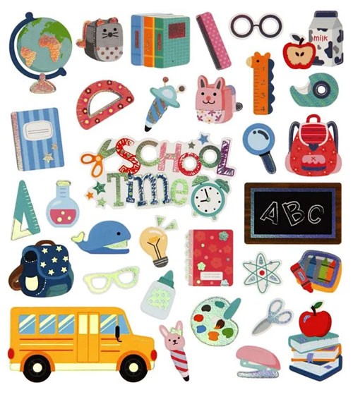 Sticker "Back to School" - mit Metallic-Effekt - 1 Bogen