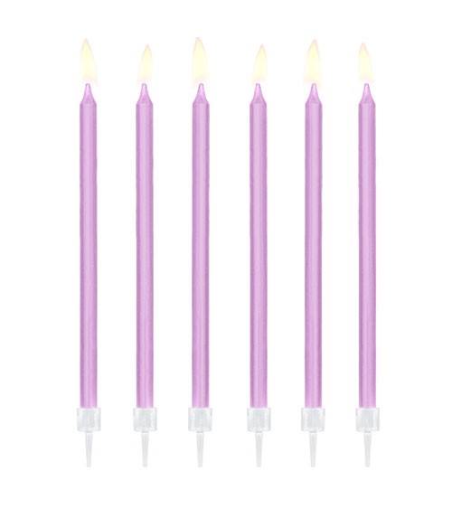 Lange Kuchenkerzen - lavendel - 14 cm - 12 Stück
