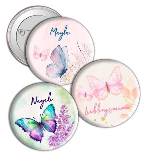 Dein Button "Schmetterling - Aquarell" - Wunschname
