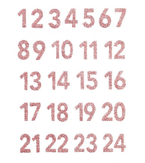 Glitzer-Sticker "Adventskalender Zahlen" - roségold - 1 bis 24