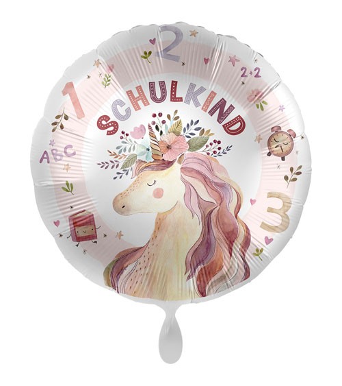 Folienballon "Schulkind" - Einhorn - 43 cm