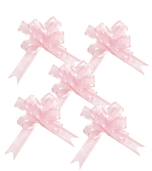 Mini-Ziehschleifen aus Organza und Satin - rosa - 5 Stück