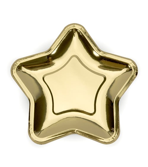 Stern-Pappteller - metallic gold - 6 Stück