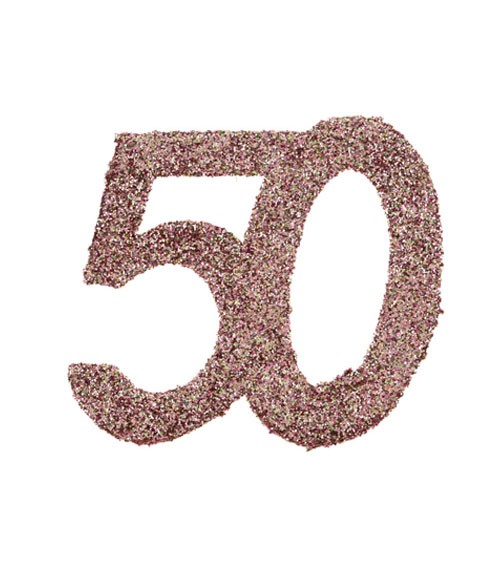 Streuteile mit Glitter "50" - rosegold - 6 Stück