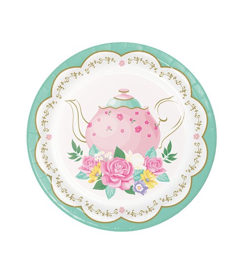 Kleine Pappteller "Floral Tea Party" - 8 Stück