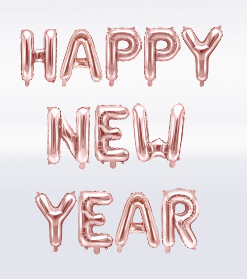 Folienballon-Schriftzug "Happy New Year" - rosegold - 35 cm