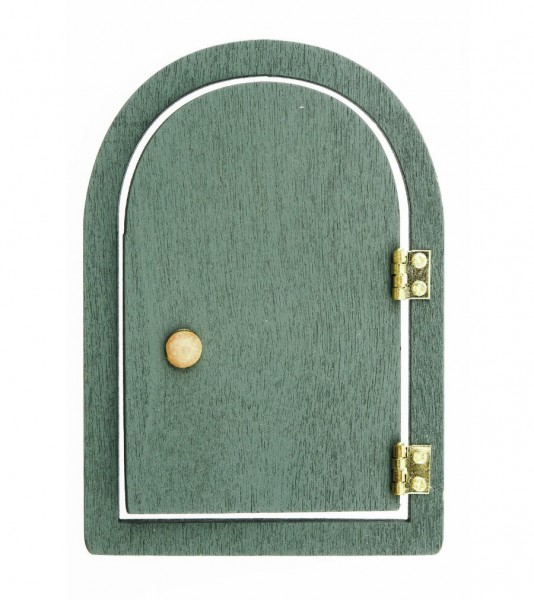 Kleine Wichteltür aus Holz - grün - 6 x 8,5 cm