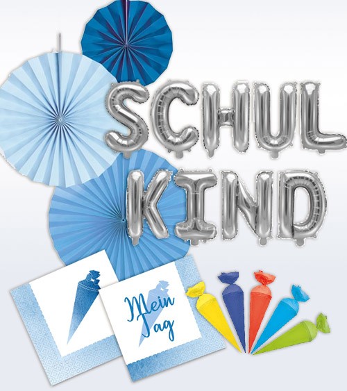 Deko-Set "Schulkind" - blau - 37-teilig