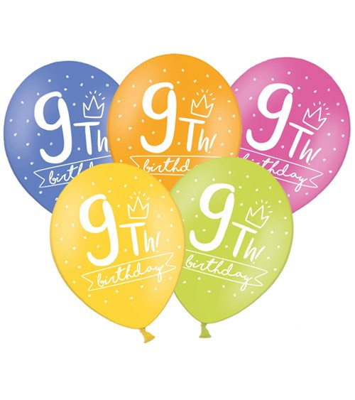 Luftballon-Set "9th Birthday" - bunt - 50 Stück