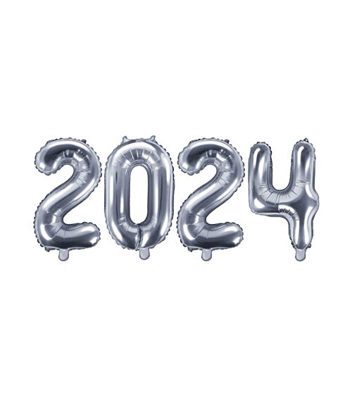 Folienballon-Set "2024" - silber - 35 cm