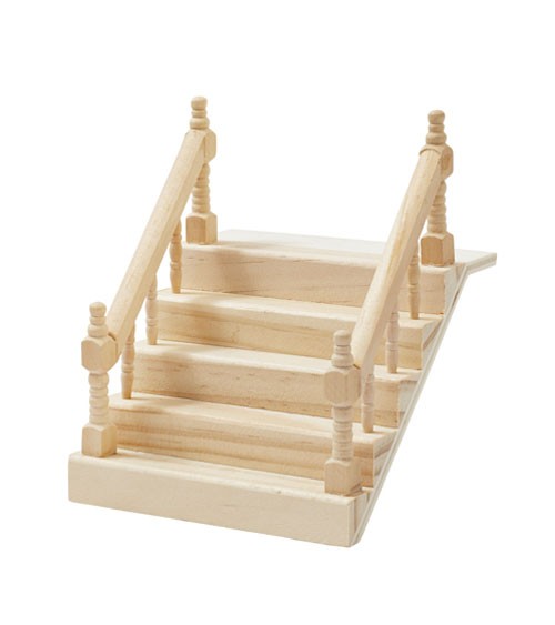 Kleine Holztreppe mit Handlauf - 10,5 x 12 cm