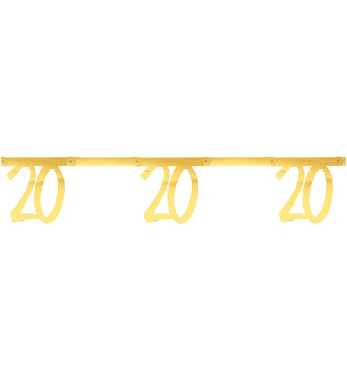 Zahlengirlande aus Papier "20" - metallic gold - 2,5 m