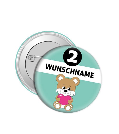 Dein Button „Teddybär“ - Wunschtext