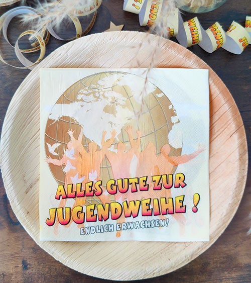 Servietten "Alles Gute zur Jugendweihe" - gelb - 20 Stück