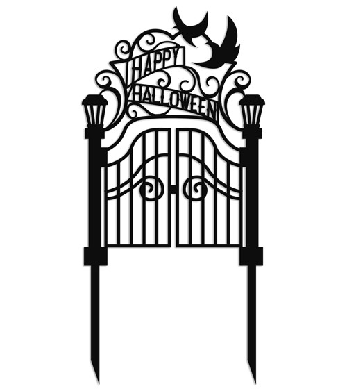 Cake-Topper "Gartentor - Happy Halloween" aus Acryl