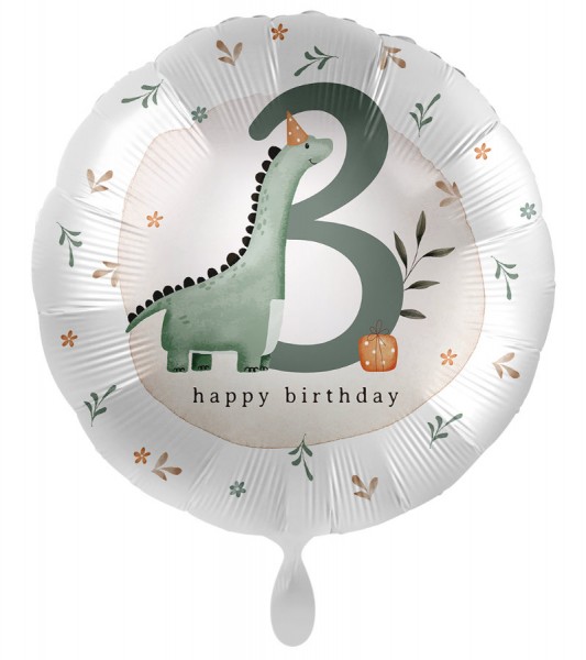 Folienballon "Dino" - 3. Geburtstag - 43 cm