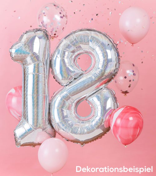 Ballon-Deko-Set "18. Geburtstag" - irisierend/rosa - 8-teilig