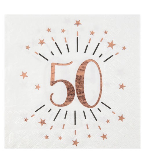 Servietten "Sparkling Rosegold" - 50. Geburtstag - 10 Stück