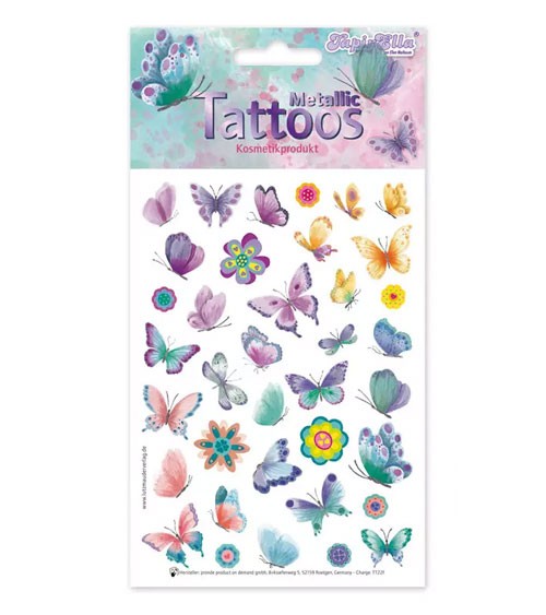 Metallic-Tattoos "Schmetterlinge" - 1 Bogen